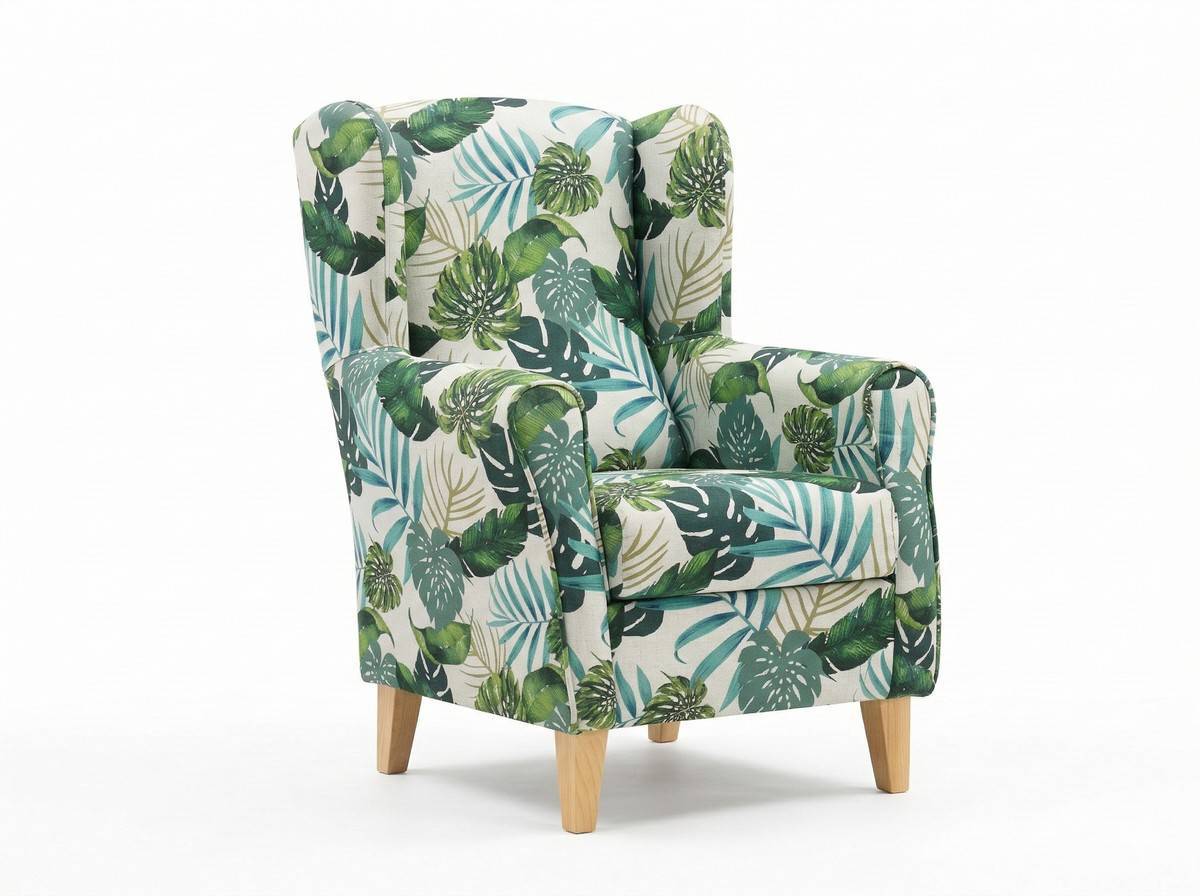 Sillon butaca diseño floral patas madera BUTACA-FLORAL - Imagen 1