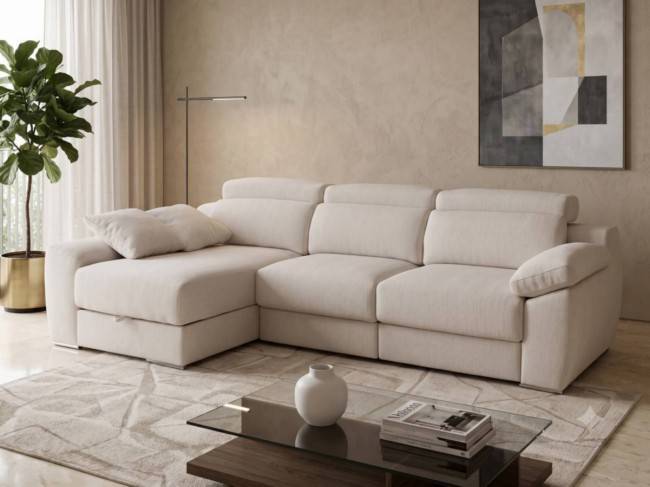 Chaise longue asientos deslizantes viscoelástica, respaldo reclinables CHAISE-KENZO-FTR - Imagen 1