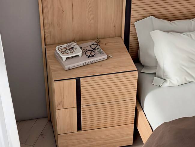 Dormitorio moderno cabecero frisa mesitas noche CRETAB-01 - Imagen 2