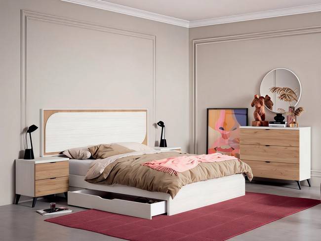 Dormitorio actual galeria kora mesitas patas nordicas CRETAB-21 - Imagen 1