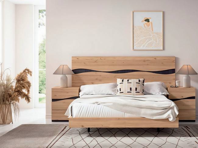 Dormitorio matrimonio madera galeria elide mesitas modelo CRETAB-25 - Imagen 1
