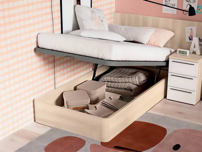 Dormitorio individual moderno panel recto mesita noche CRETAB-27 - Imagen 2