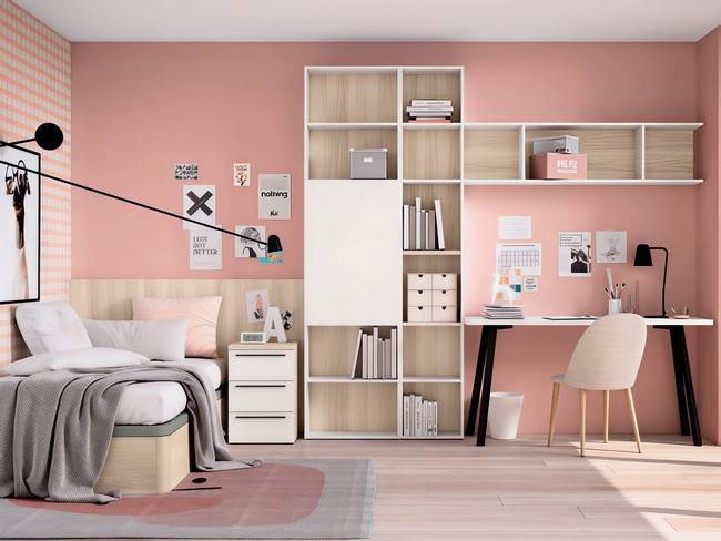 Dormitorio individual moderno panel recto mesita noche CRETAB-27 - Imagen 1