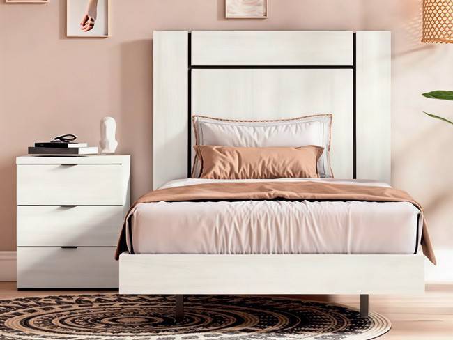 Dormitorio juvenil cama ancha cabezal itaca mesita CRETAB-33 - Imagen 2