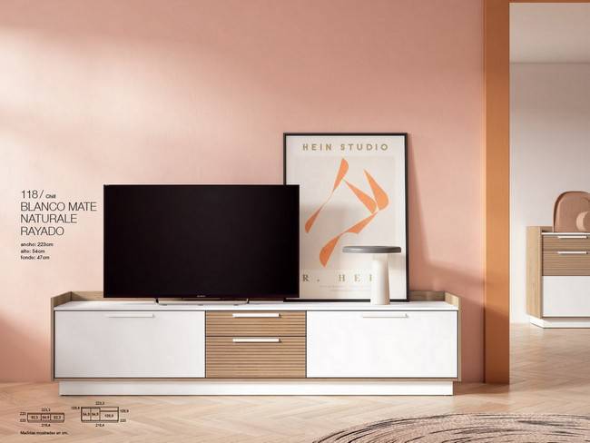 Mueble chill blanco mate naturale rayado 223 CUBIKABOLD-118 - Imagen 1