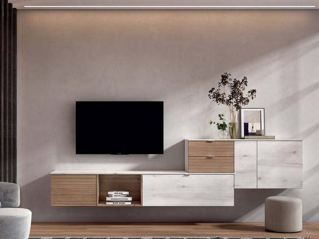 Mueble salón colgante yours albo naturale rayado CUBIKABOLD-206 - Imagen 1