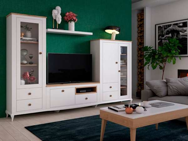 Composición salón vitrina alta, vitrina baja, mueble EVA-01 - Imagen 1