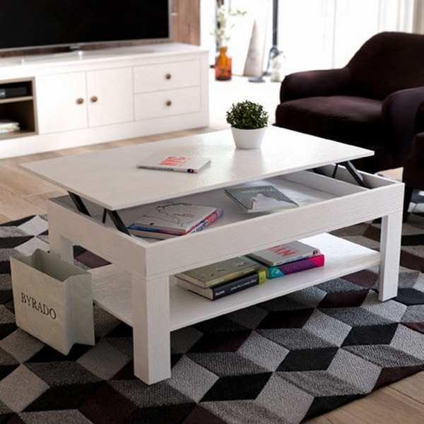 Mueble de salón en roble blanco con vitrina y módulo TV, 293 cm.