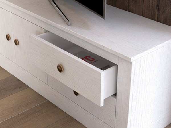 composición de salón con vitrina baja con cajones y hueco, mueble tv grande, estante de pared y bancada isabelina.. Modelo EVA-05, imagen 4