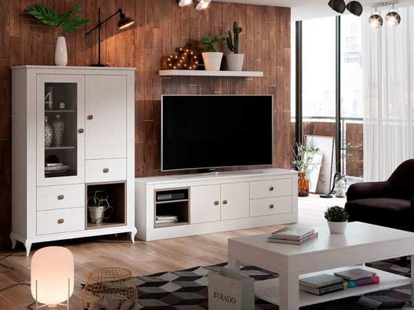 Composición salón vitrina baja cajones hueco, mueble EVA-05 - Imagen 1