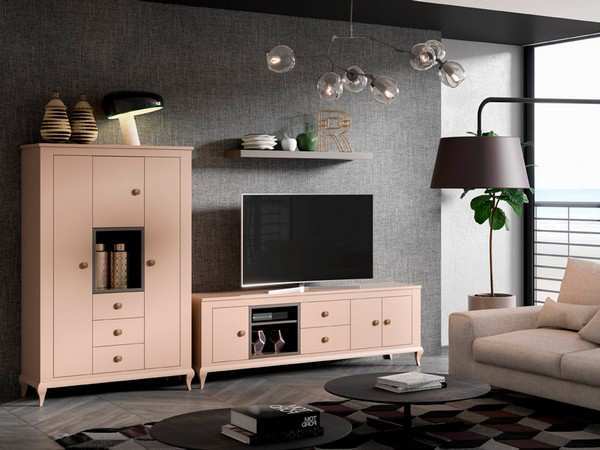 Salón vitrina alta sobre bancada isabelina, mueble EVA-07 - Imagen 1