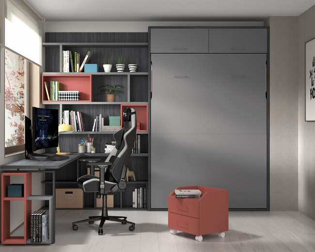 mueble vertical 135x190 cm y altillo doble porton elevable. FORMAS-265