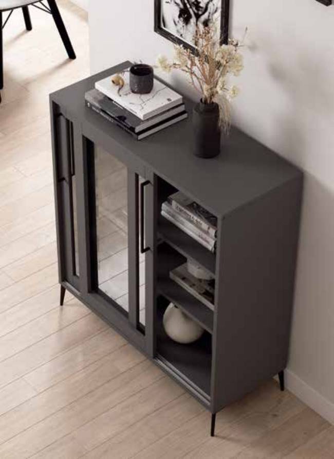 Vitrina h-504-n tono antracita, tirador negro, junto HGD-35 - Imagen 2