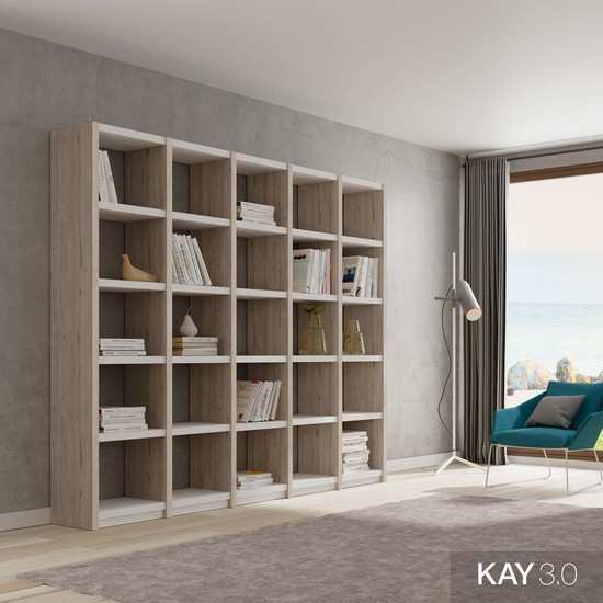 Mueble de salón con módulos colgantes y estante abierto 120 cm.