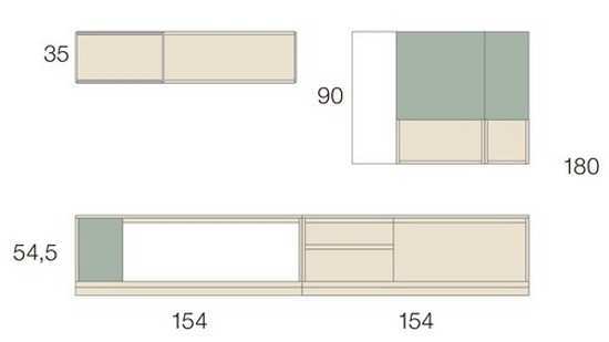 Mueble de salón con puertas de madera y amplio espacio.