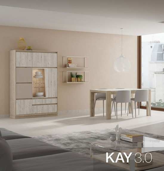 Mueble de salón con opción de panel TV y acabados refinados.