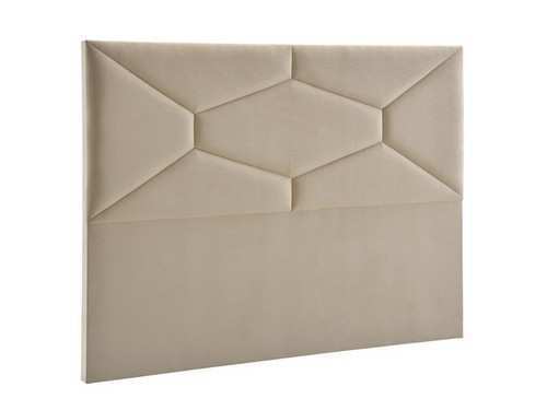 Cabecero acolchado en polipiel o tela, diseño hexagonal y garantía de 2 años.