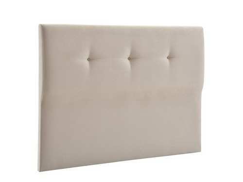 Cabecero de cama acolchado con botones, disponible en polipiel o tela.
