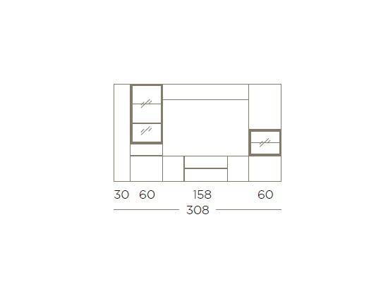  modulo bajo  puerta cristal izquierda con - modulo bajo uni  puerta 30- modulo bajo  cajon hue  puerta - modulo bajo  puerta derecha y  - modulo alto  puerta elevable 158 . Modelo MUEBLES-SALON-COMEDOR-MARE-29, imagen 5