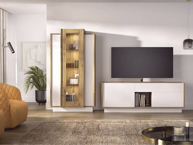Composición mueble salón vitrina cajonera, medidas 150 NEWDUO-03 - Imagen 1
