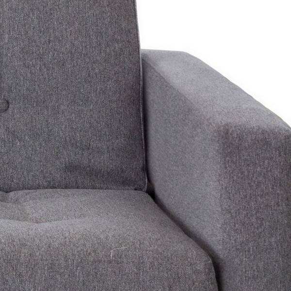  sofá cama versátil y moderno tipo clic clac, perfecto para optimizar el espacio en tu hogar. este sofá cuenta con un mecanismo de apertura sencillo, que te permite convertirlo fácilmente en una cómoda cama. está tapizado en una elegante tela gris, que combina con cualquier estilo de decoración. el respaldo partido añade un toque de originalidad, mientras que el detalle de capitoné en los cojines le brinda un aspecto sofisticado. además, las patas metálicas le aportan estabilidad y un estilo contemporáneo. disfruta de la comodidad y la funcionalidad de este sofá cama en tu hogar.. Modelo NK-SOFA-CAMA-NUMA, imagen 5