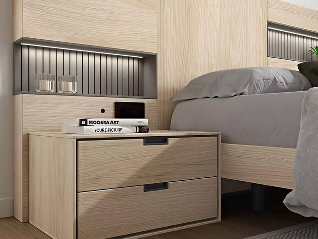 Dormitorio cabezal 22 290cm mesitas 62cm tirador NOAR-309 - Imagen 2