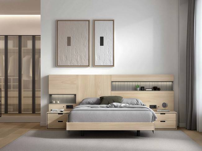Dormitorio cabezal 22 290cm mesitas 62cm tirador NOAR-309 - Imagen 1