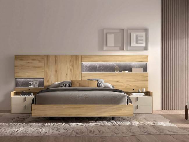 Dormitorio cabezal 22 290cm mesitas 62cm tirador NOAR-310 - Imagen 1