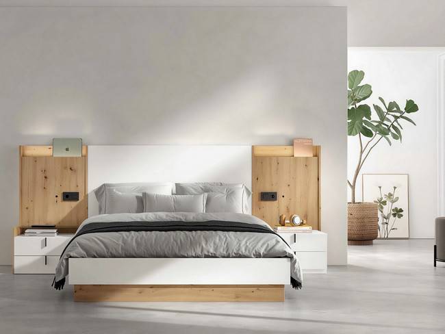 Dormitorio cabezal 9 298cm mesitas 62cm 60cm NOAR-311 - Imagen 1