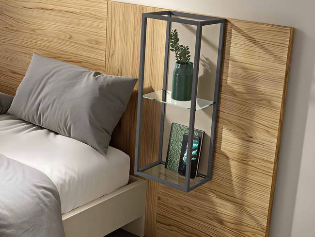 Dormitorio cabezal 20 296cm tocador espejo redondo NOAR-324 - Imagen 2