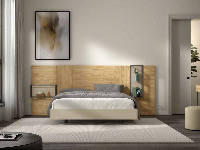 Dormitorio cabezal 20 296cm tocador espejo redondo NOAR-324 - Imagen 1