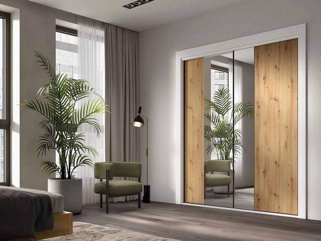Armario 2puertas correderas embutidas 203cm casco blanco NOAR-343 - Imagen 1
