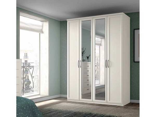 Armario clásico cuatro puertas blanco lunas balda PARMA-4035 - Imagen 1