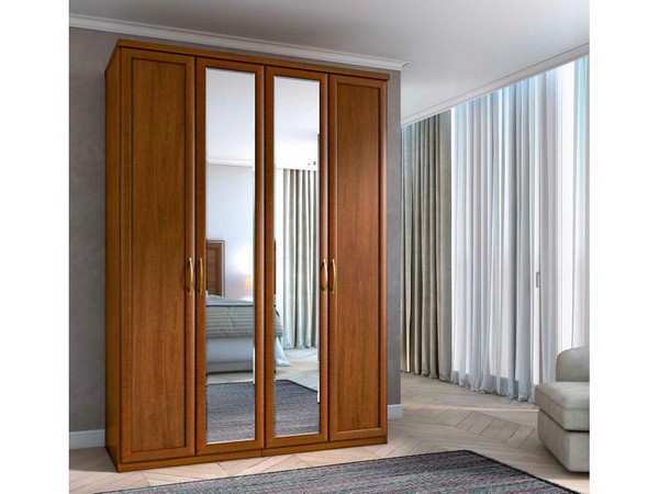 Armario clásico cuatro puertas nogal lunas, cajonera PARMA-4037 - Imagen 1