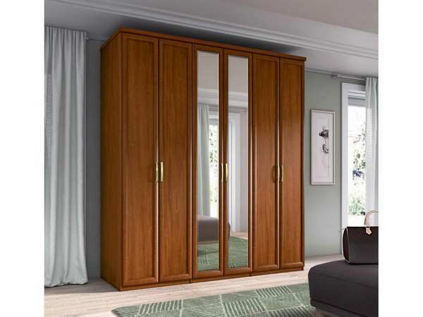 Armario clásico seis puertas nogal lunas, cajonera PARMA-4041 - Imagen 1