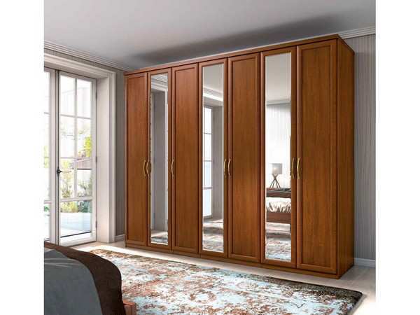 Armario clásico siete puertas nogal tres lunas, PARMA-4043 - Imagen 1