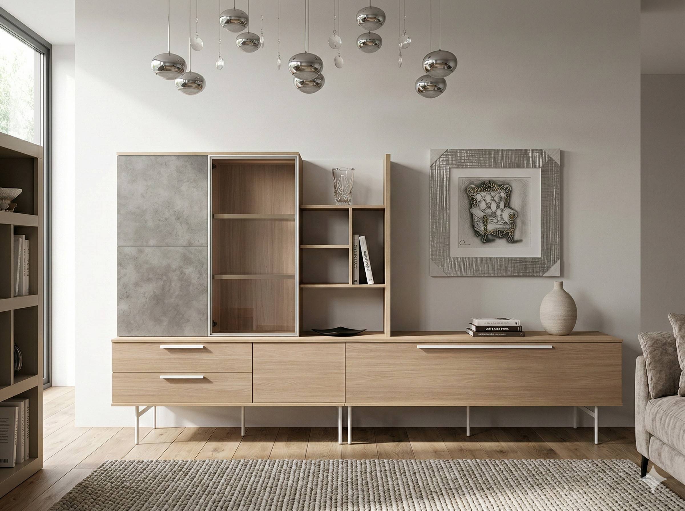 Salon moderno vitina patas altas blanco SALON-OUTLET-CUBIKA - Imagen 1