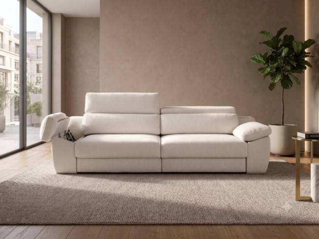 Sofá asientos deslizantes viscoelástica, respaldo reclinable italiano SOFA-KENZO-FTR - Imagen 1