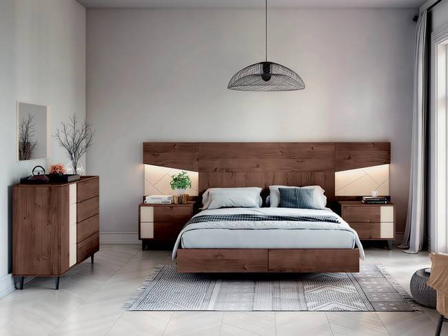 Conjunto cabezal mesitas terra 2 para dormitorio SONNO-06B - Imagen 1