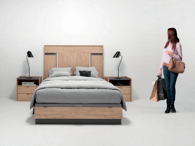 Cabezal juno mesitas para dormitorio moderno funcional SONNO-17B - Imagen 1