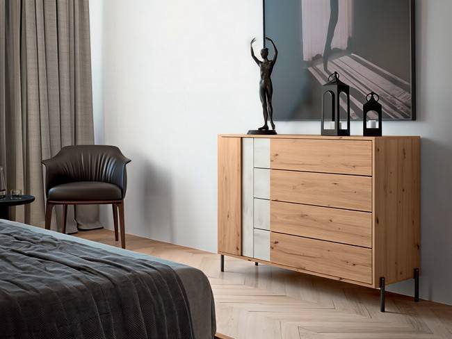 Cabezal tapizado mesita juego para dormitorio moderno SONNO-19 - Imagen 4