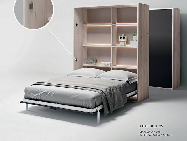 Cama abatible vertical diseñada para colchón 150x190 SONNO-ABATIBLE-02 - Imagen 1