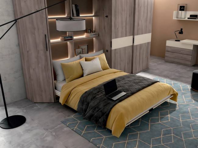 Cama abatible vertical para colchón 150x190, diseño SONNO-ABATIBLE-05 - Imagen 2