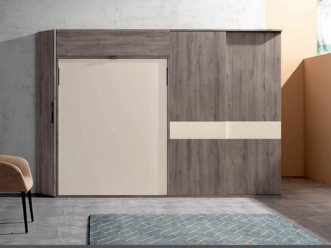 Cama abatible vertical para colchón 150x190, diseño SONNO-ABATIBLE-05 - Imagen 1