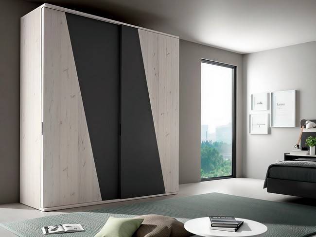 Armario moderno puertas correderas diseño diagonal. SONNO-AMC-03 - Imagen 1