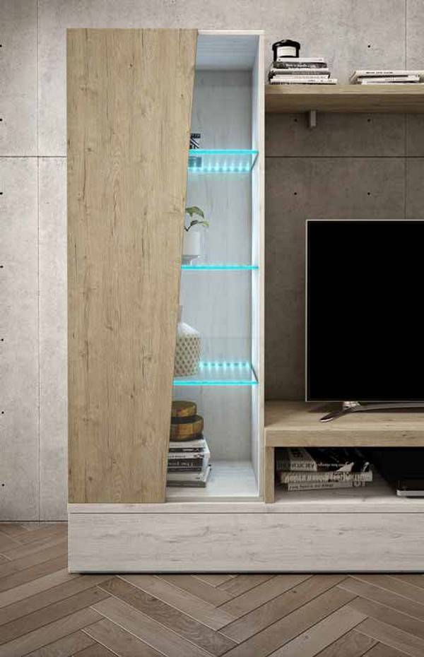 Mueble de salón Tracce-07 con módulos push y medidas de 260 cm.