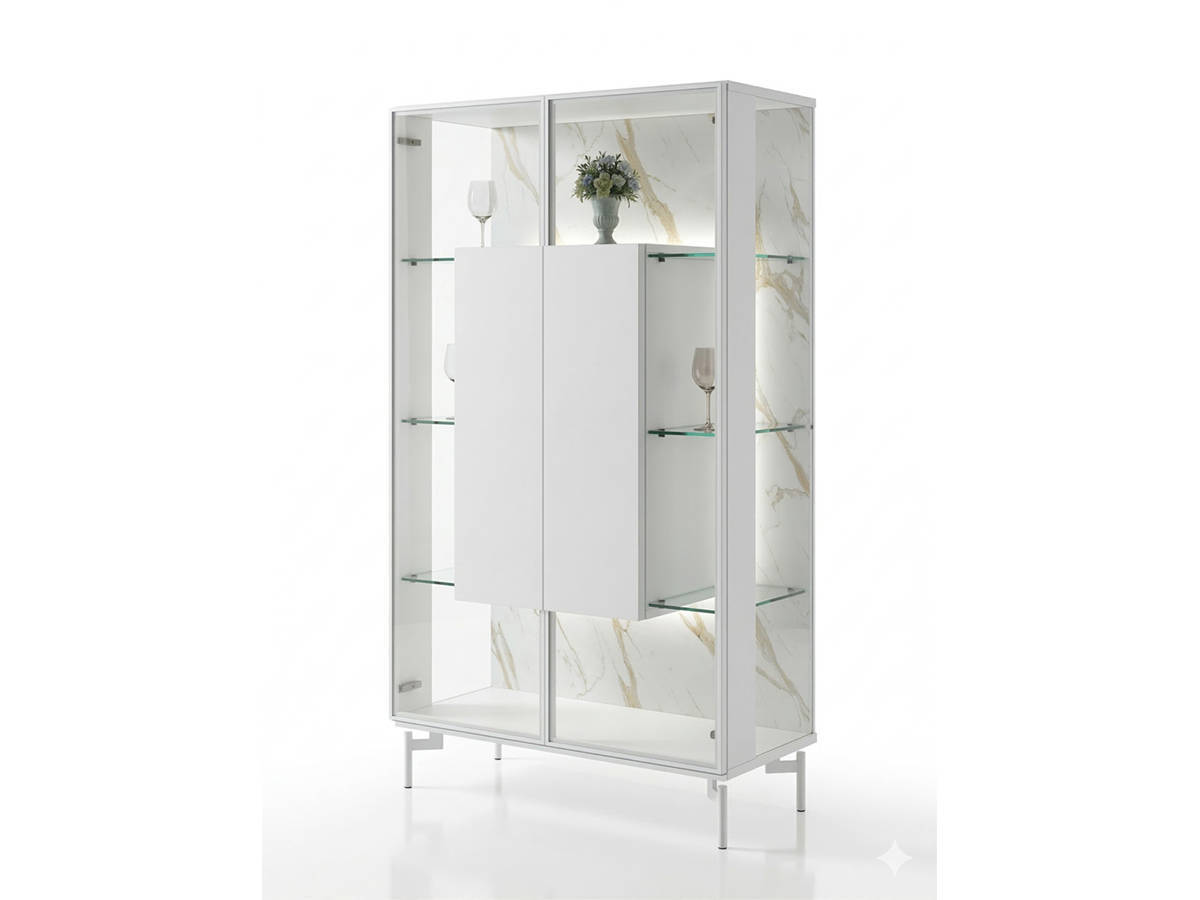 Vitrina cristal blanca trasera efecto marmol VITRINA-CRISTAL - Imagen 1